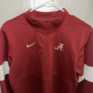 NIKE Dri-FIT On-Field Alabama Crimson Tide Mens L Red Pullover Jersey 1/4 Zip